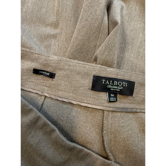 Talbots Heritage Petite 6P Brown Flat Front Pants Side Zip Closure Office - Picture 6 of 7